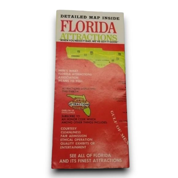 Vintage 80s Florida Brochure Official Guide Map Attractions TWA Association - Picture 2 of 4